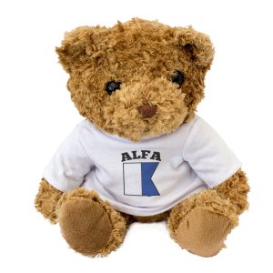Alternative view of ALFA (ICS NAUTICAL SIGNAL) - Teddy Bear - Naval Maritime Flag Gift Present