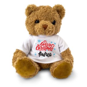 Alternative view of Merry Christmas Andrea - Teddy Bear - gift present