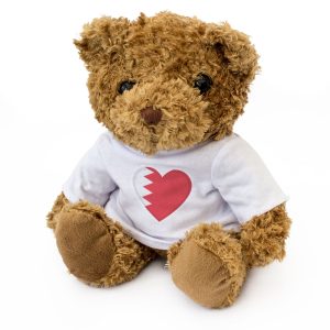BAHRAIN FLAG HEART - Teddy Bear - Cute Cuddly Soft Adorable - Gift Present